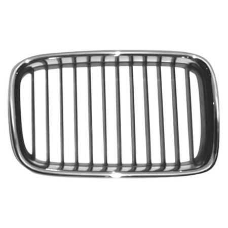 GEARED2GOLF Right Hand Passenger Side Grille for 1992-1996 BMW 3 Series E36 Exc 328I; Chrome & Black GE1644360